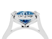 Round Halo Engagement Ring Setting for a Fancy Blue Lab-Grown Diamond | Claw Corners | Platinum