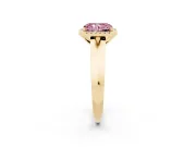 Fancy Pink Radiant Cut Diamond Halo Ring Set in Yellow gold with Cathedral Band and Prong Setting