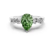 Pear-Shaped 5 Stone Engagement Ring Setting for a Fancy Green Lab-Grown Diamond | Sterling Silver