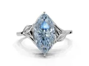 Marquise Leaf Bypass Solitaire Engagement Ring Setting for a Fancy Blue Lab-Grown Diamond | Platinum
