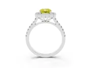 Fancy Yellow Radiant Cut Diamond Milgrain Floral Halo Engagement Ring Set in Silver with Pavé Band