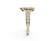 Pear-Shaped Halo Side Cluster Engagement Ring Setting | Graduated Channel Band | Yellow Gold
