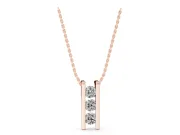 Round Lab-Grown Diamond Three-Stone Channel Set Bar Pendant | Squared Ends | Rose Gold