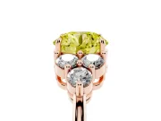 Round Cluster Side Stone Engagement Ring Setting for a Fancy Yellow Lab-Grown Diamond | Rose Gold