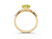 Fancy Yellow Heart Cut Diamond Cluster Solitaire Ring Set in Yellow gold with Prong Setting