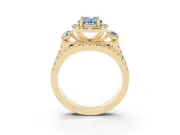 Oval Halo Split Shank Engagement Ring Setting for a Fancy Blue Lab-Grown Diamond | Round Side Stones | Yellow Gold