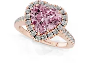 Heart-Shaped Raised Halo Engagement Ring Setting for a Fancy Pink Lab-Grown Diamond | Rose Gold