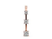 Princess Cut Lab-Grown Diamond Graduated Bar Pendant Necklace | Spaced Settings | Rose Gold