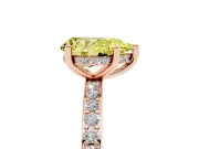 Fancy Yellow Pear Cut Diamond Pavé Band Ring Set in Rose gold with Prong-Set Center Stone