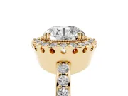 Round Vintage Milgrain Halo Engagement Ring Setting | Pierced Gallery | Yellow Gold