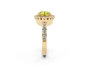 Round Vintage Milgrain Halo Engagement Ring Setting for a Fancy Yellow Lab-Grown Diamond | Pierced Gallery | Yellow Gold