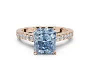 Radiant Cut Pavé Solitaire Engagement Ring Setting for a Fancy Blue Lab-Grown Diamond | Crossover Gallery | Rose Gold