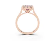 Emerald Cut Claw Corner Halo Engagement Ring Setting for a Fancy Pink Lab-Grown Diamond | Slim Plain Band | Rose Gold