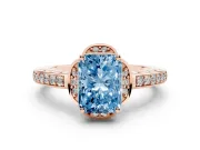 Radiant Cut Floral Pavé Engagement Ring Setting for a Fancy Blue Lab-Grown Diamond | Rose Gold