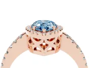 Pear-Shaped Pave Halo Engagement Ring Setting for a Fancy Blue Lab-Grown Diamond | Rose Gold
