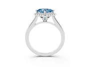 Princess Cut Halo Engagement Ring Setting for a Fancy Blue Lab-Grown Diamond | Plain Polished Band | Platinum