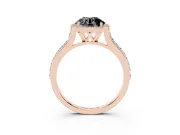 Round Pavé Halo Engagement Ring Setting for a Black Center | Rose Gold