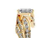 Emerald Cut Bypass Hidden Halo Engagement Ring Setting | Graduated Pavé | Yellow Gold