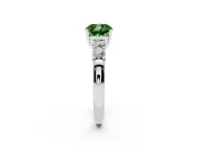 Fancy Green Cushion Cut Diamond Five-Stone Prong Set Engagement Ring Set in White gold with Channel Band