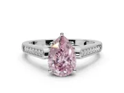 Pear-Shaped Cathedral Solitaire Engagement Ring Setting for a Fancy Pink Lab-Grown Diamond | Channel Set Band | Platinum