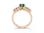 Cushion Cut Side Stone Engagement Ring Setting for a Fancy Green Lab-Grown Diamond | Shoulder Clusters | Rose Gold