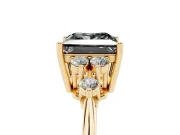 Princess Cut Cluster Accent Engagement Ring Setting for a Black Center | Plain Band | Yellow Gold