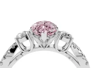 Marquise Three Stone Engagement Ring Setting for a Fancy Pink Lab-Grown Diamond | Sterling Silver