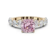 Cushion Cut Engagement Ring Setting for a Fancy Pink Lab-Grown Diamond | Yellow Gold - Design NV-24455