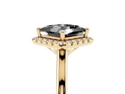 Princess Cut Halo Engagement Ring Setting for a Black Center | Plain Polished Band | Yellow Gold