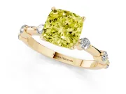 Cushion Cut Bar Set Engagement Ring Setting for a Fancy Yellow Lab-Grown Diamond | Yellow Gold