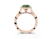 Round Halo Engagement Ring Setting for a Fancy Green Lab-Grown Diamond | Pavé Twist Band | Rose Gold