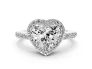 Heart-Shaped Halo Pave Engagement Ring Setting | Heart Cutout Gallery | Platinum