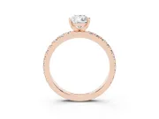 Pear Cut Diamond Pavé Band Solitaire Set in Rose gold with Prong Setting