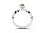Fancy Green Pear Cut Diamond Solitaire Engagement Ring Set in Platinum with Milgrain Bezel Accent Band