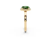 Fancy Green Round Cut Diamond Halo Ring Set in Yellow gold with Solitaire Band and Prong Setting