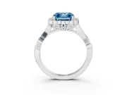Asscher Cut Leaf Halo Engagement Ring Setting for a Fancy Blue Lab-Grown Diamond | Platinum