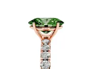 Oval Pave Solitaire Engagement Ring Setting for a Fancy Green Lab-Grown Diamond | Shared Prong Band | Rose Gold