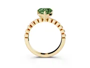 Fancy Green Heart Cut Diamond Solitaire Engagement Ring Set in Yellow gold with Bezel Accents on Beaded Band