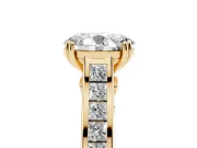 Oval Cathedral Channel Set Engagement Ring Setting | Double Claw Prongs | Yellow Gold