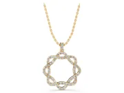 Round Lab-Grown Diamond Pavé Woven Circle Pendant Necklace | Pavé Bail | Yellow Gold
