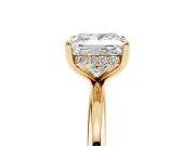 Princess Cut Diamond Solitaire Ring Set in Yellow gold with Thin Band and Prong Setting