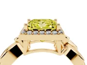 Princess Cut Floral Halo Engagement Ring Setting for a Fancy Yellow Lab-Grown Diamond | Yellow Gold