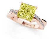 Princess Cut Crossover Engagement Ring Setting for a Fancy Yellow Lab-Grown Diamond | Rose Gold