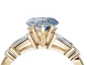 Heart-Shaped Tapered Baguette Engagement Ring Setting for a Fancy Blue Lab-Grown Diamond | Bar Set Sides | Yellow Gold