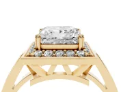 Princess Cut Halo Engagement Ring Setting | Polished Halo Rim | Yellow Gold
