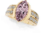 Marquise Half Bezel Engagement Ring Setting for a Fancy Pink Lab-Grown Diamond | Double Row Channel Band | Yellow Gold
