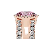 Oval Halo Split Shank Engagement Ring Setting for a Fancy Pink Lab-Grown Diamond | Rose Gold
