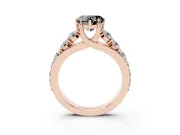 Heart-Shaped Engagement Ring Setting for a Black Center | Rose Gold