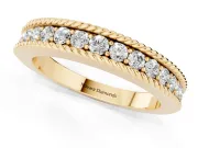 Round Lab-Grown Diamond Graduated Half Eternity Band | Twisted Rope Edges | Yellow Gold