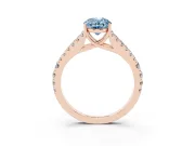 Oval Graduated Split Shank Engagement Ring Setting for a Fancy Blue Lab-Grown Diamond | Rose Gold